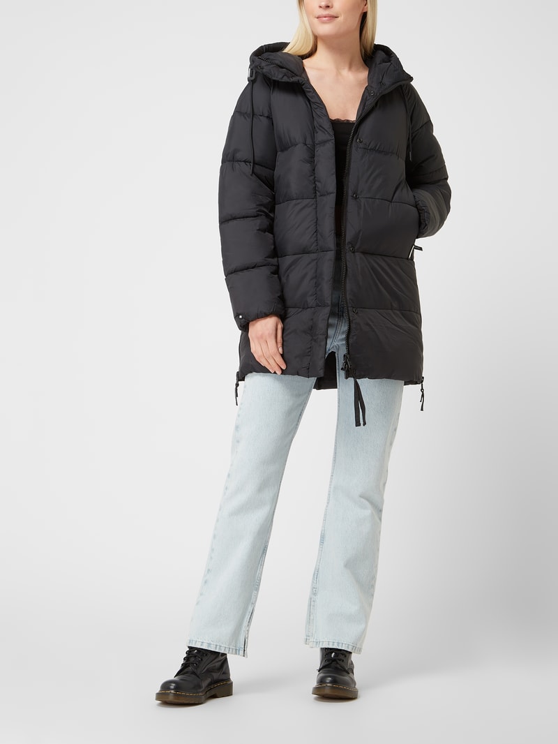 Steppmantel mit Kapuze in schwarz