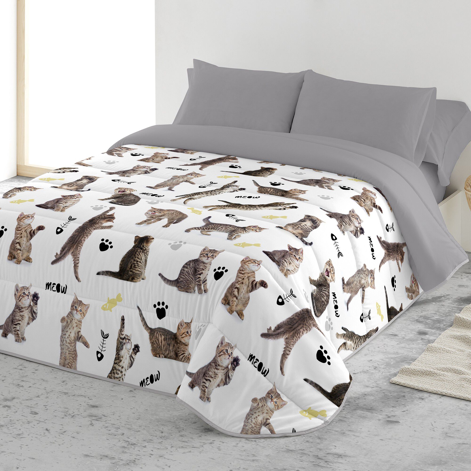 Couette microfibre imprimée chatons 200 g/m²