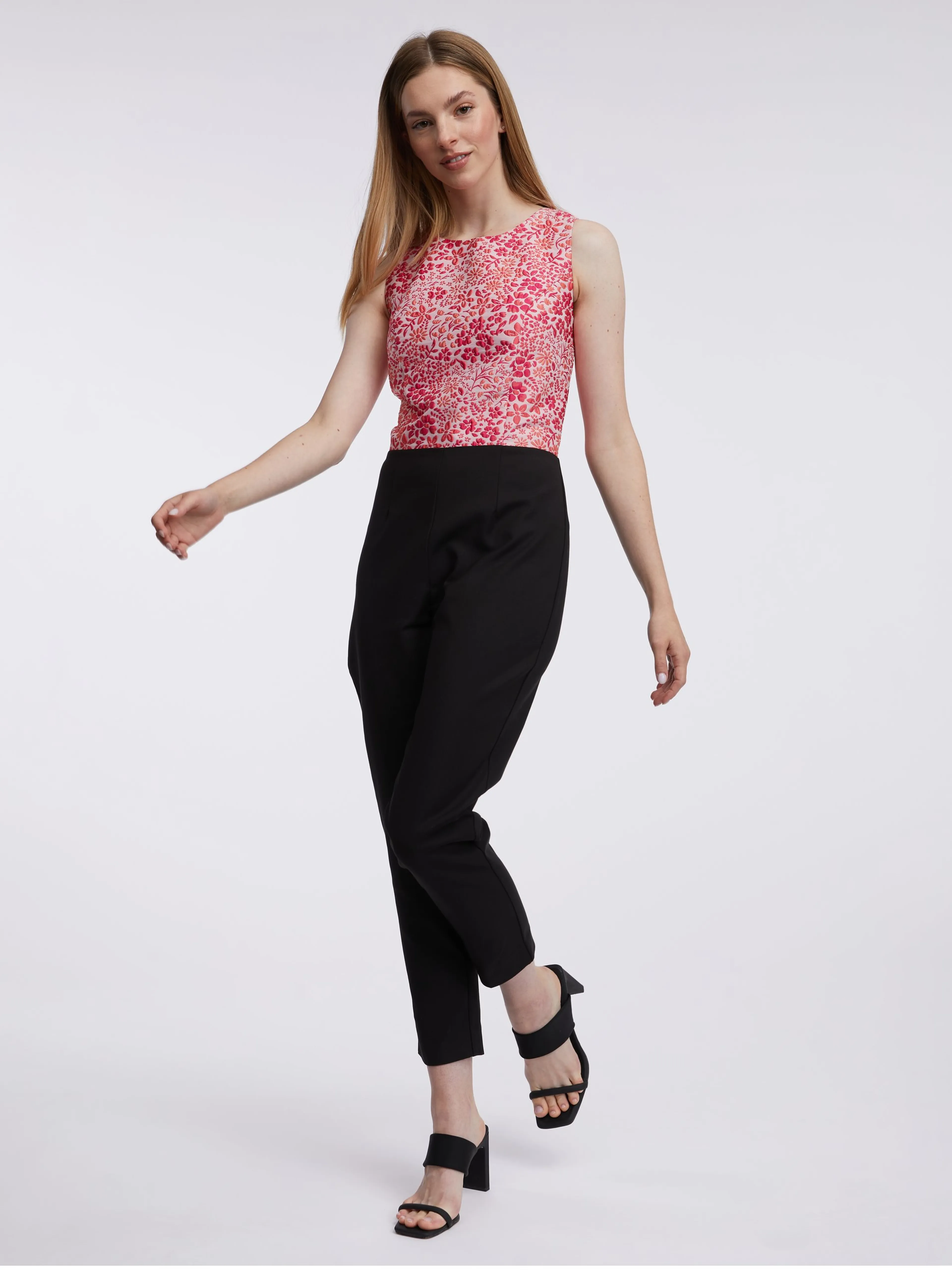 Rosa und schwarzer geblümter Damen-Jumpsuit ORSAY