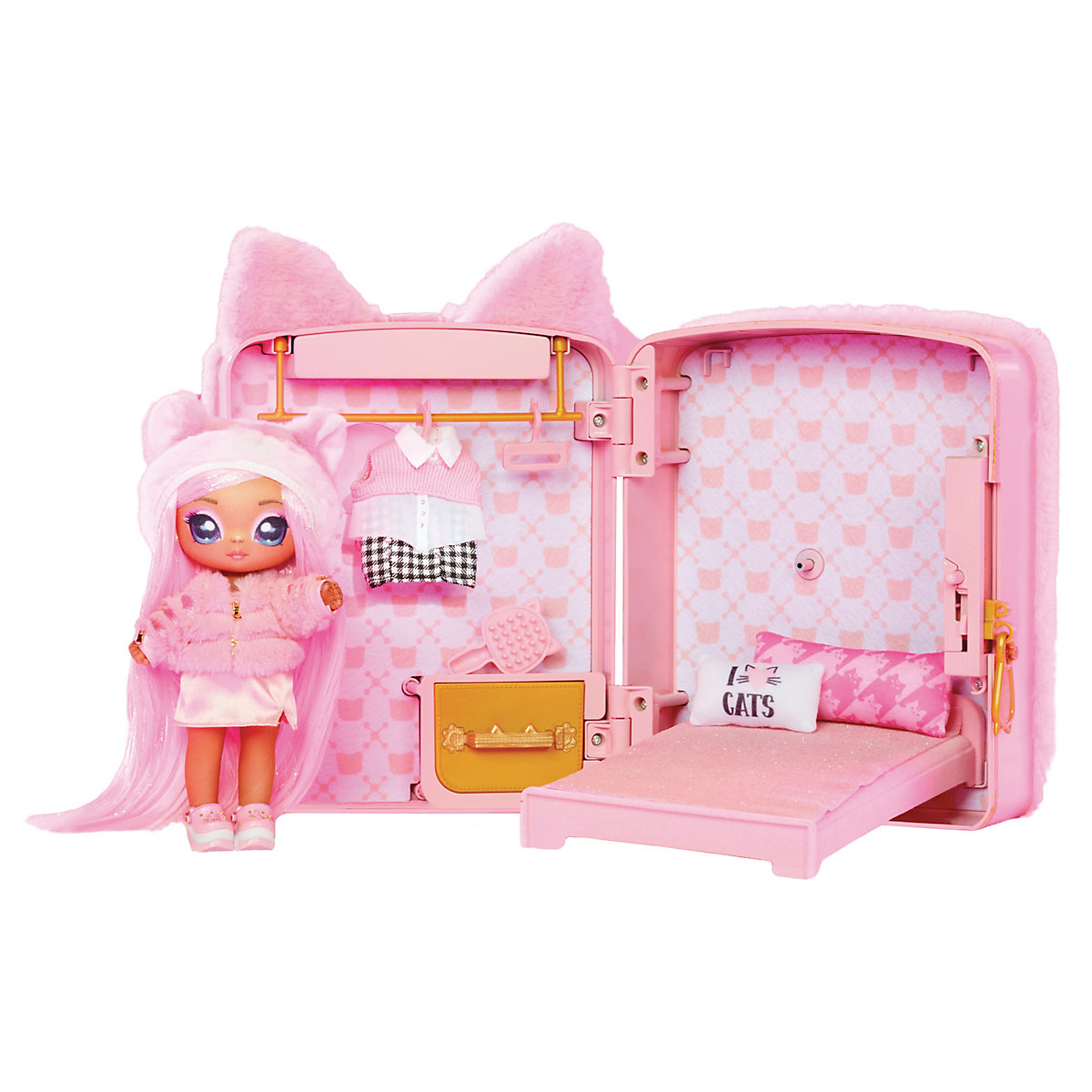 Na! Na! Na! Surprise 3-in-1  Backpack Bedroom Series 3 Playset- Pink Kitty