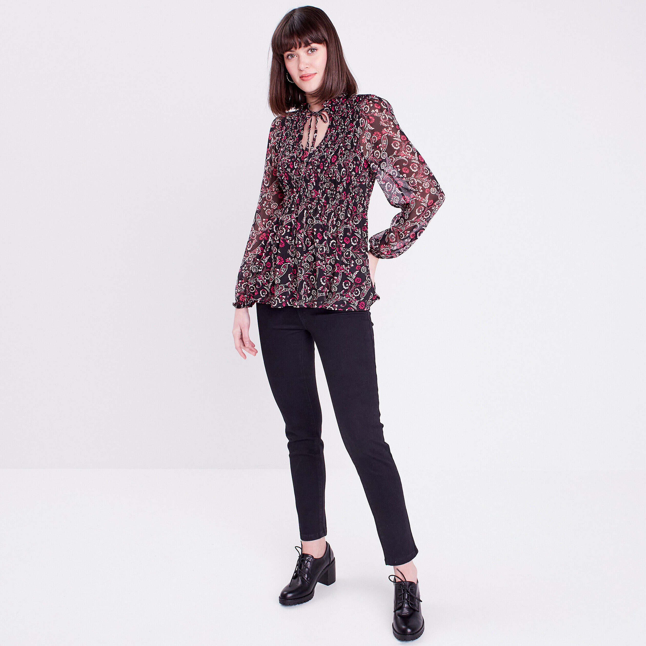 Blouse à manches longues noir femme | Cache Cache