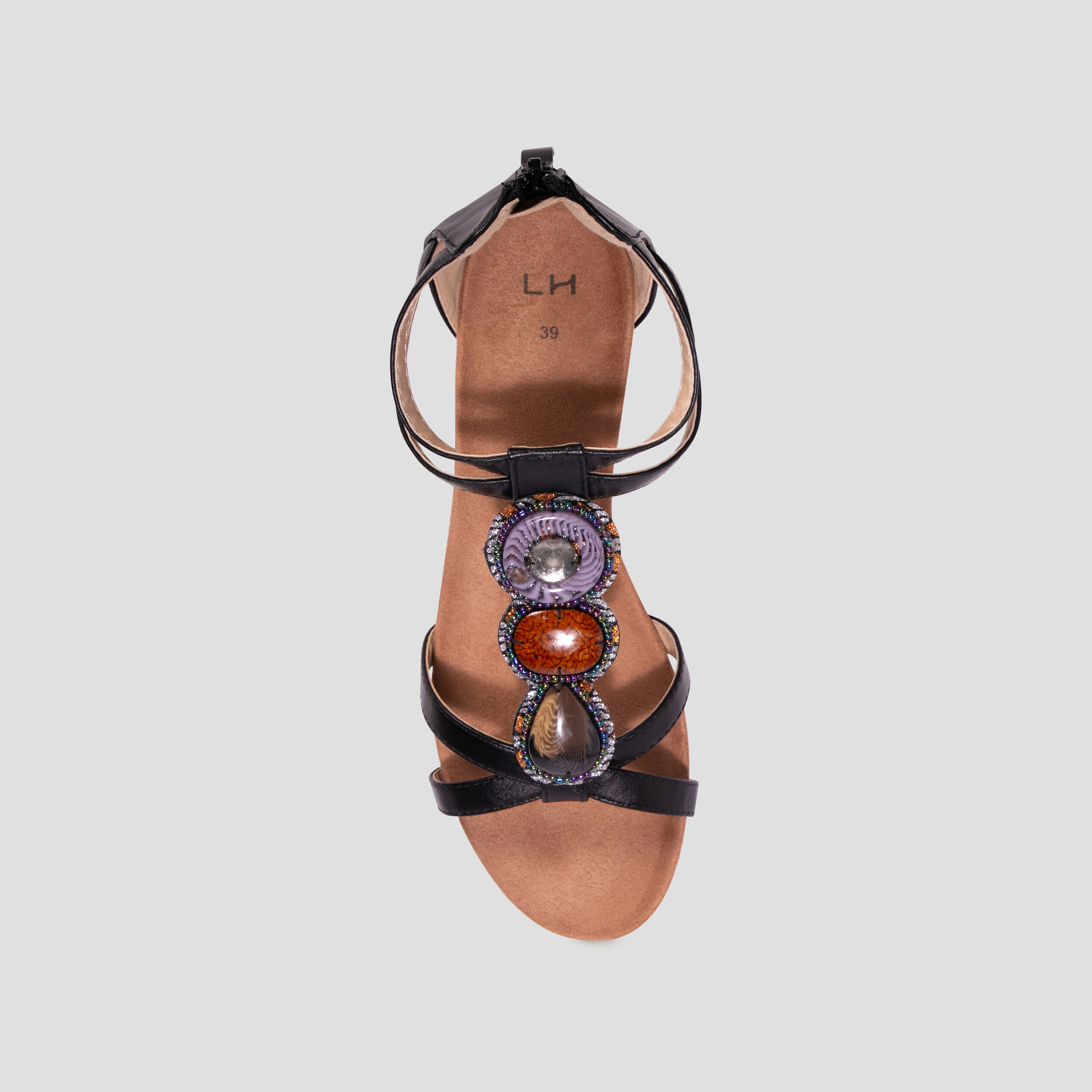 Sandales avec bijoux noir femme | La Halle