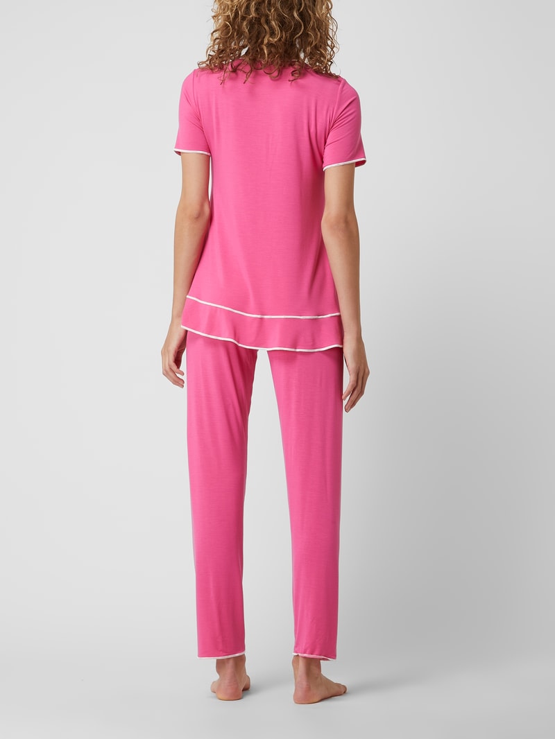 Pyjama mit floralen Aufnähern  in pink