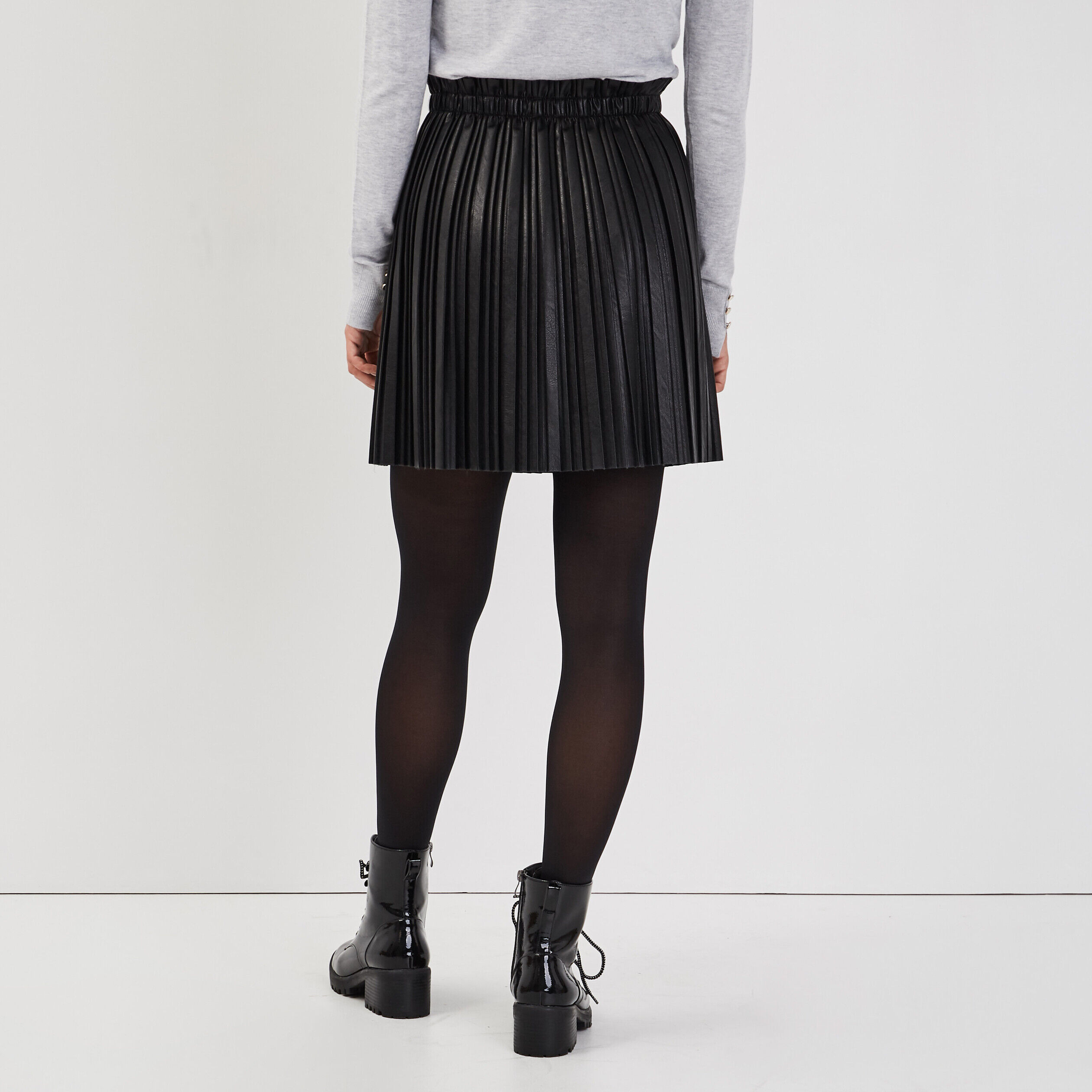 Jupe évasée plissée noir femme | Cache Cache