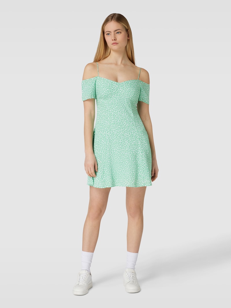 Off-Shoulder-Kleid mit Label-Stitching in mint