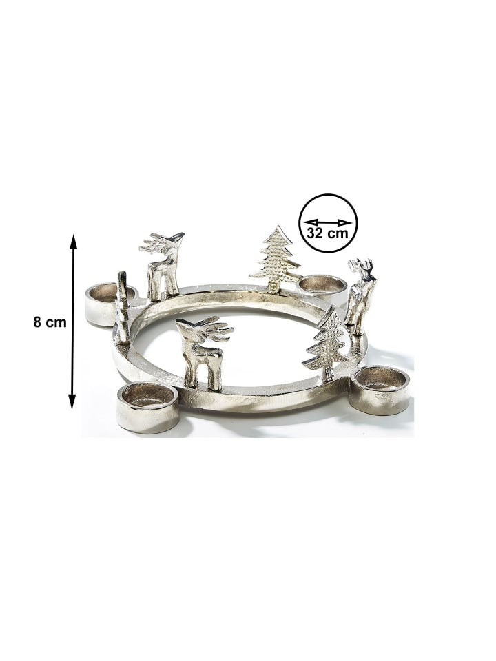 kobolo Adventskranz DEER4LIGHT in Silber günstig kaufen onesize