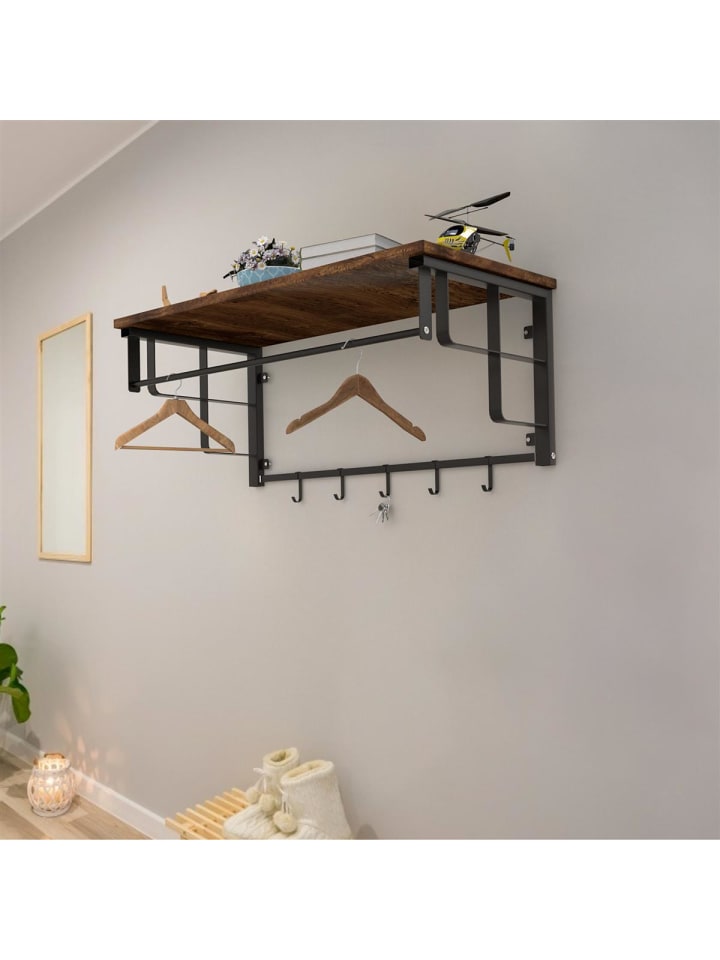Intirilife Wandgarderobe in Dunkelbraun günstig kaufen onesize