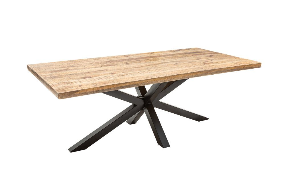 riess-ambiente Esstisch GALAXIE 160cm natur / schwarz, Massivholz · Sternen-Gestell · Industrial · Mangoholz
