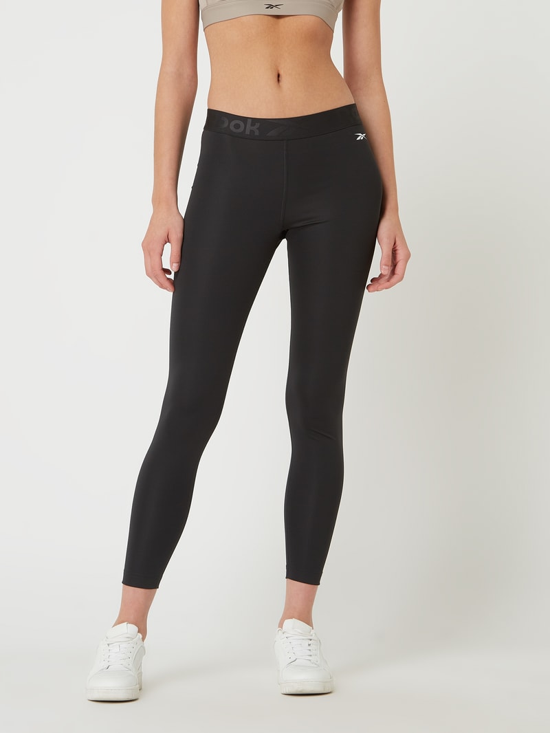 Sportleggings mit Logo-Bund in schwarz