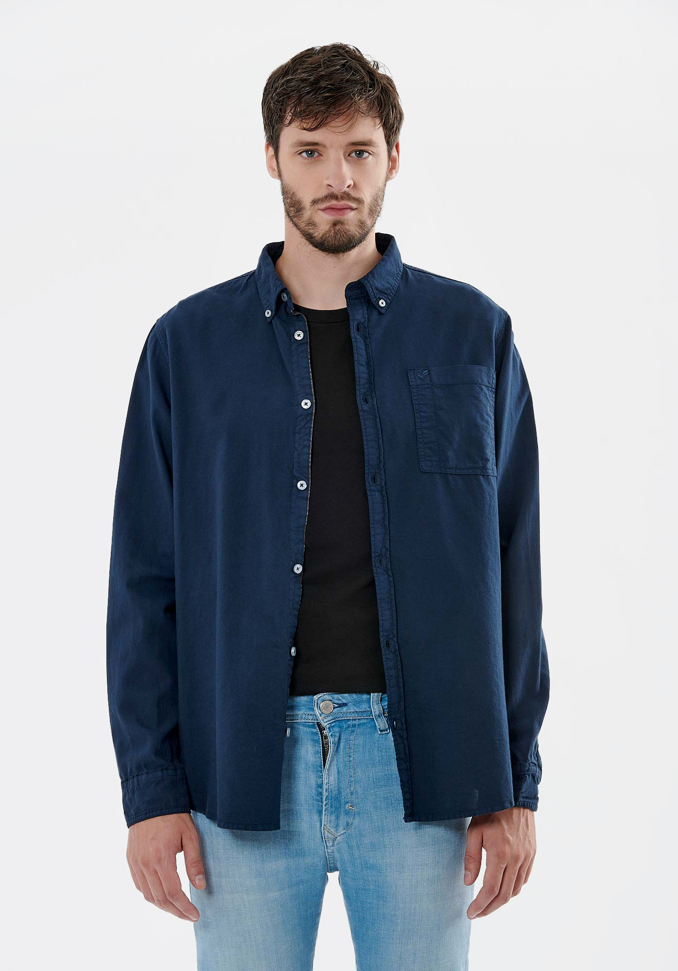 TOMEK  Chemise bleu marine homme 100% coton bio