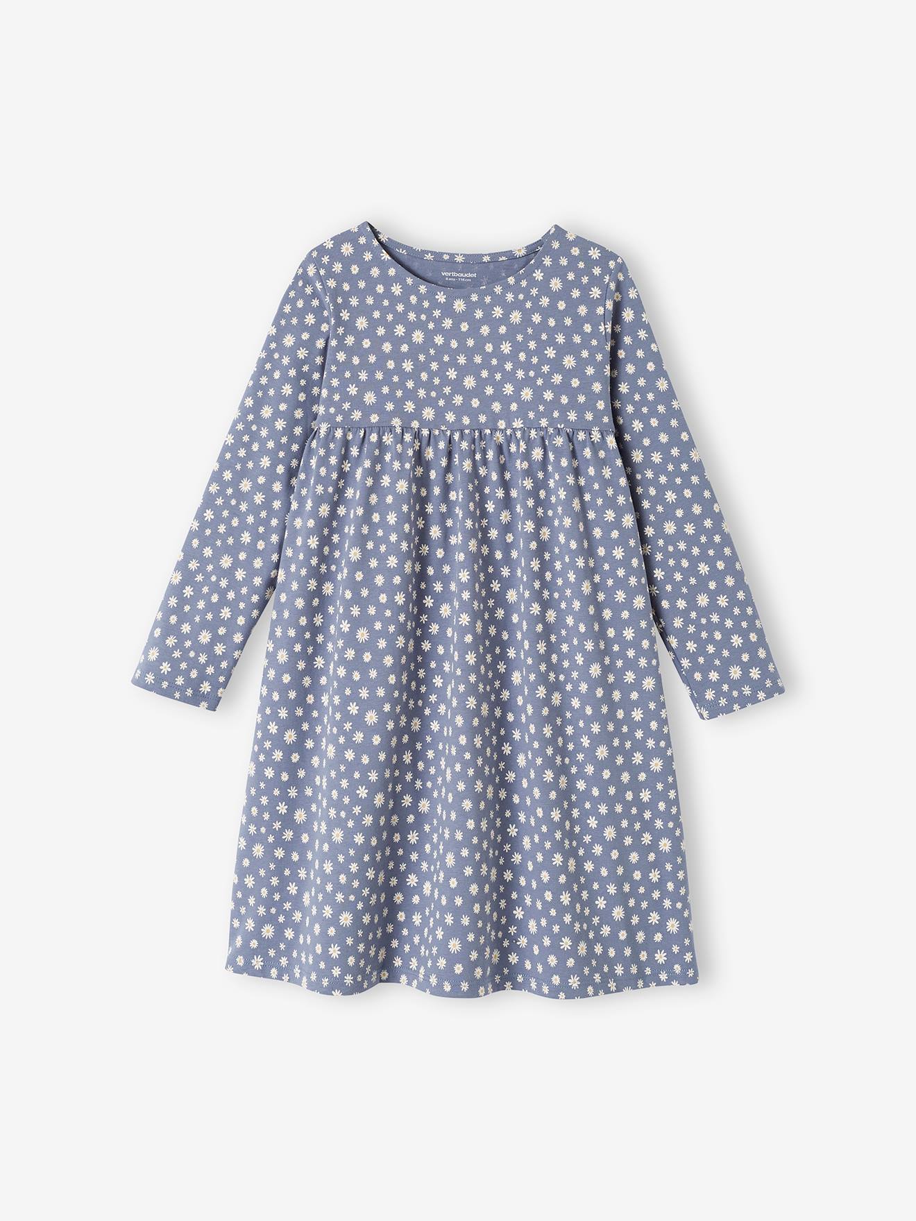 Ensemble fille cardigan et robe imprimée fleurs encre imprimé