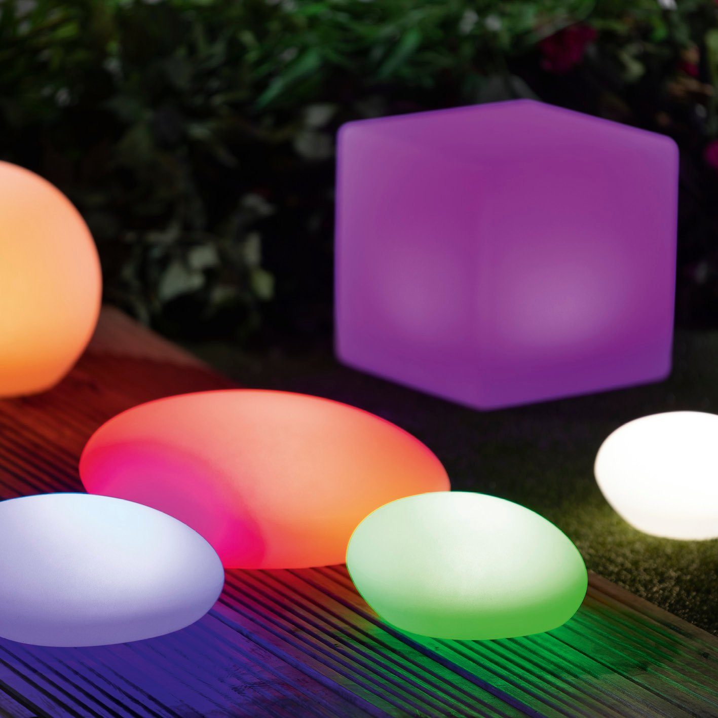 EASYmaxx LED Solarleuchte Stein Set flach 3-tlg.