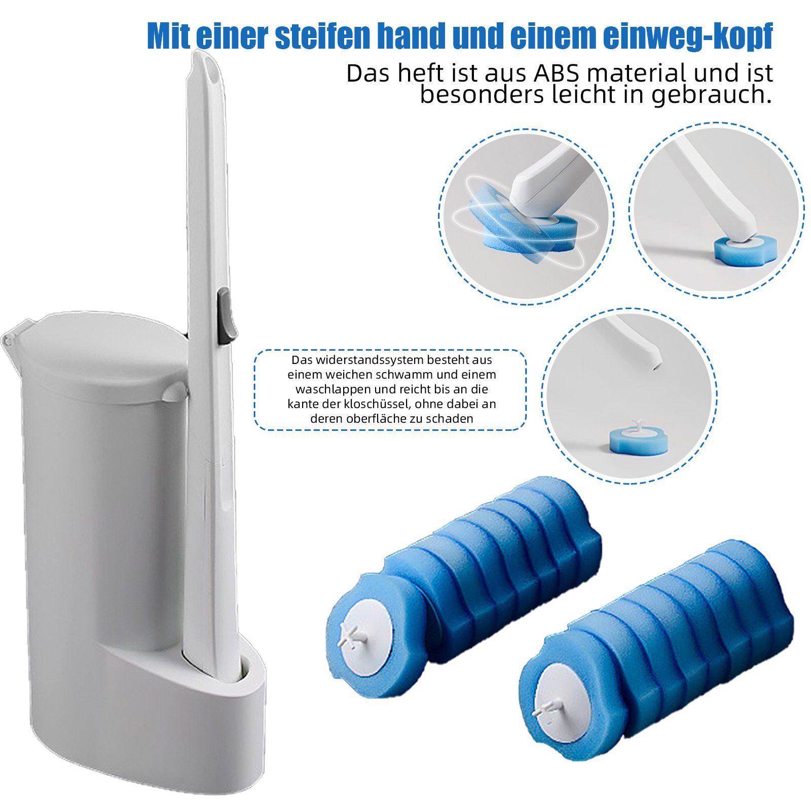 TWSOUL Reinigungsbürsten-Set Einweg-Toilettenbürsten-Set für den Haushalt, Rotierender Bürstenkopf, Flip-Top-Design