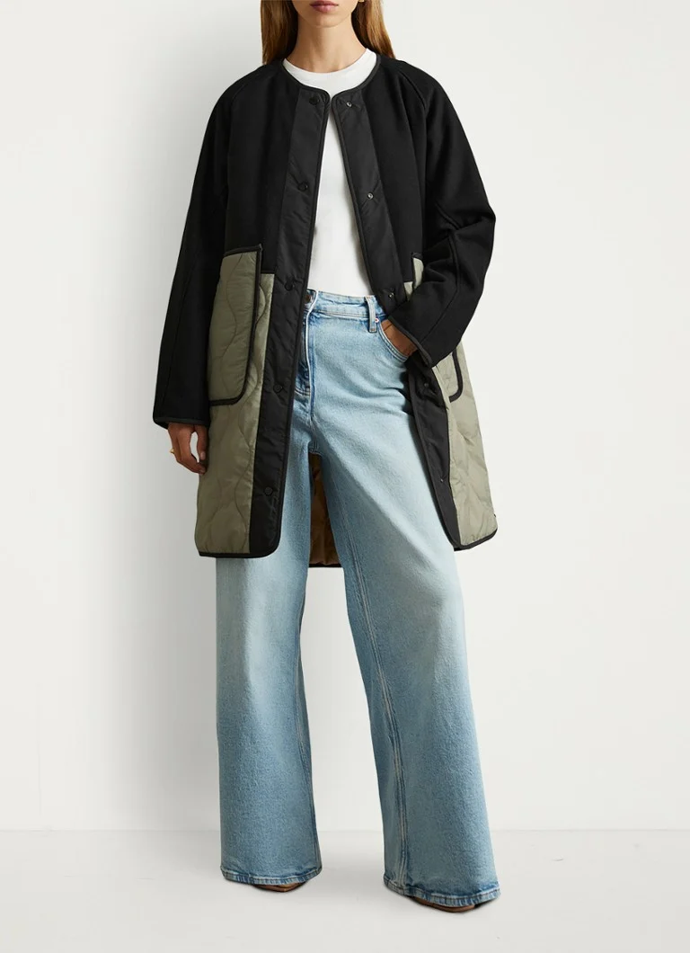 Reiss Ollie reversible jacket in wool blend with quilt pattern