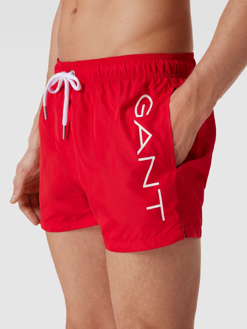 Badehose mit Logo-Print in rot