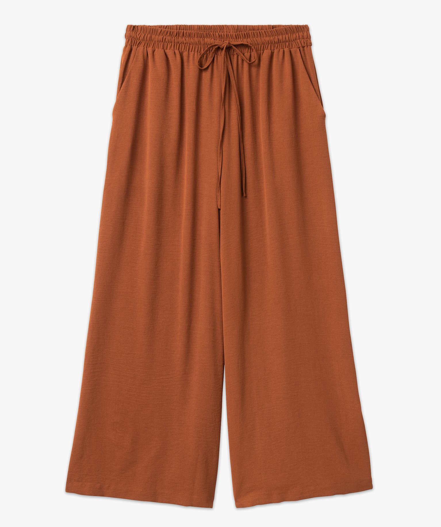 Pantalon ample avec ceinture élastique femme grande taille marron | GEMO