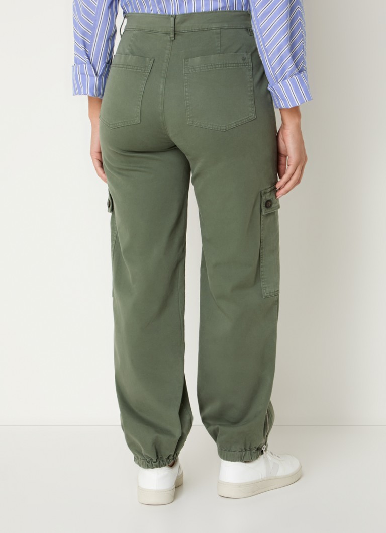 Pantaloni cargo cu talie înaltă de la River Woods, croială slim și buzunare aplicate.