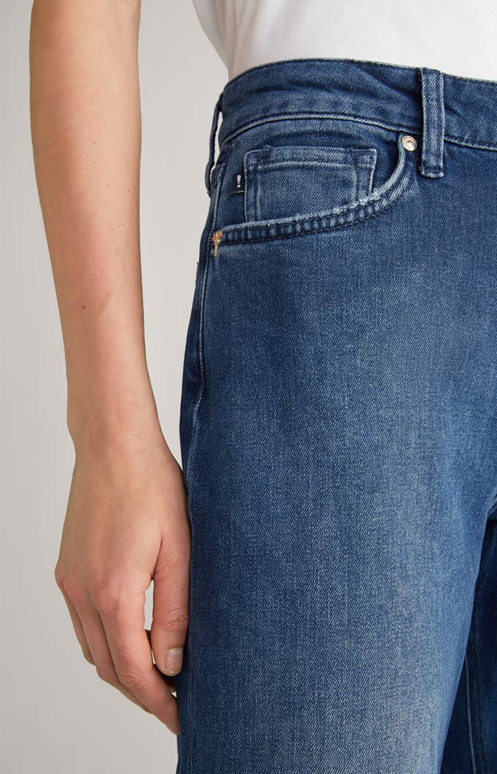 Wide Leg Jeans in Dark Denim Blue Washed
