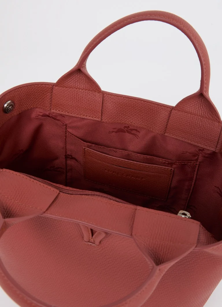 Geantă din piele Longchamp Le Roseau S cu curea de umăr detașabilă.