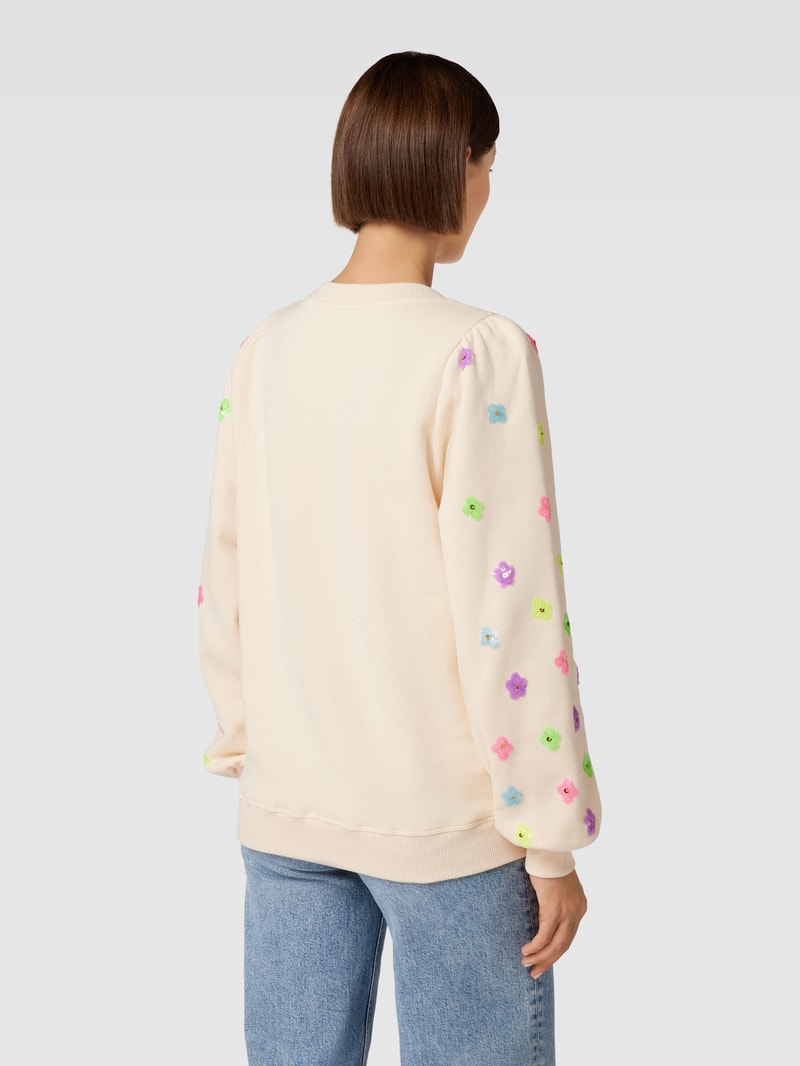 Sweatshirt mit Paillettenbesatz Modell 'ON' in offwhite