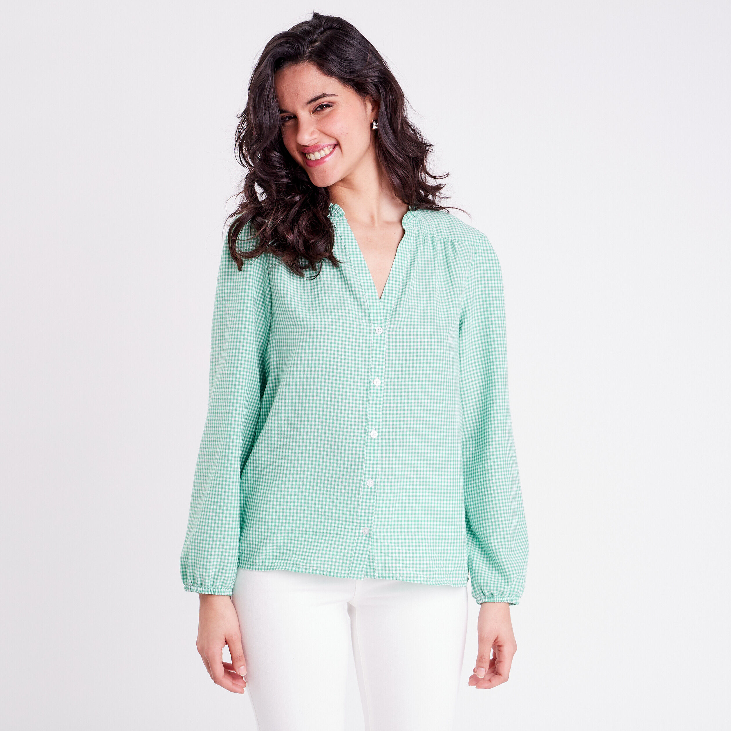 Chemise manches longues blanc femme | Cache Cache