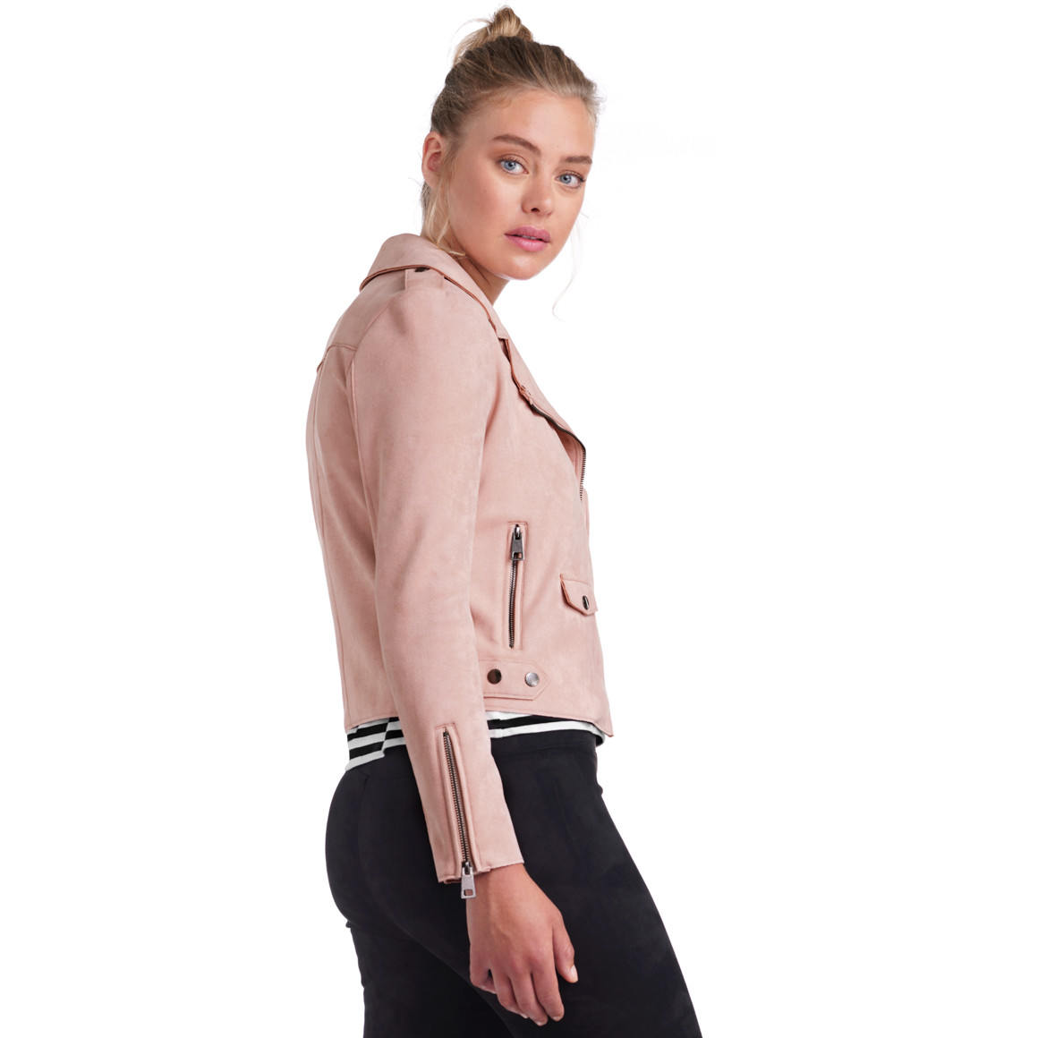 Damen Velours-Bikerjacke mit Reißverschluss