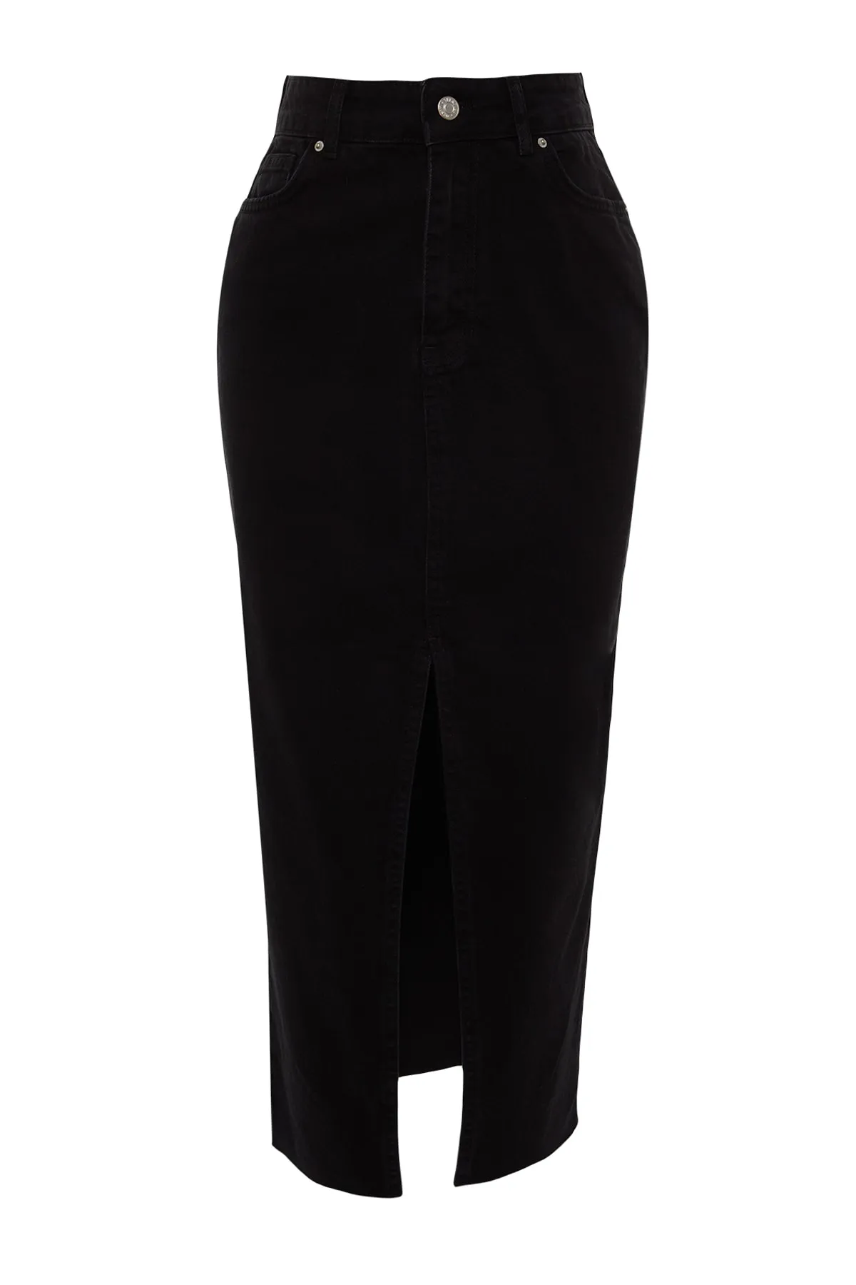 Trendyol Collection  Schwarzer geschlitzter Maxi-Jeansrock TWOSS23ET00290