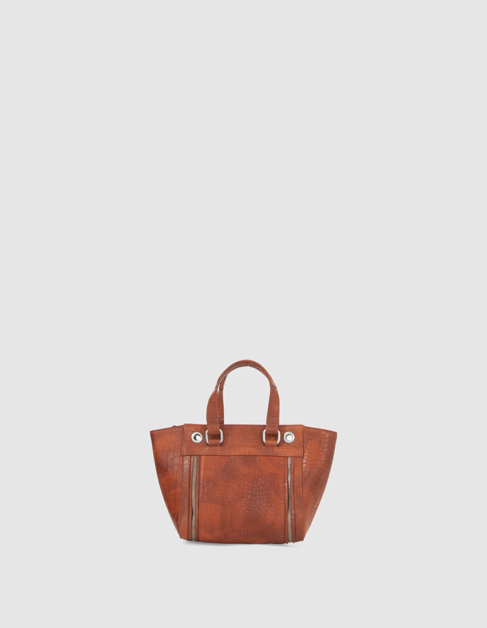 Sac cabas 1440 Small orange cuir embossé croco Femme