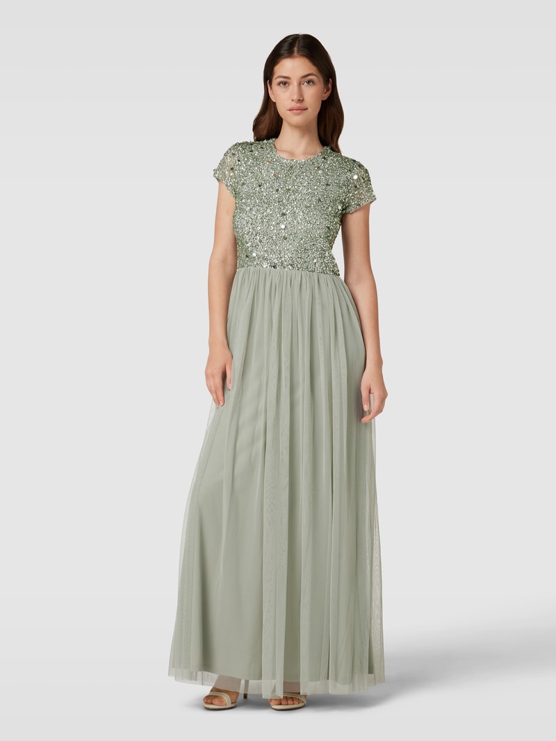 Abendkleid mit Paillettenbesatz in mint