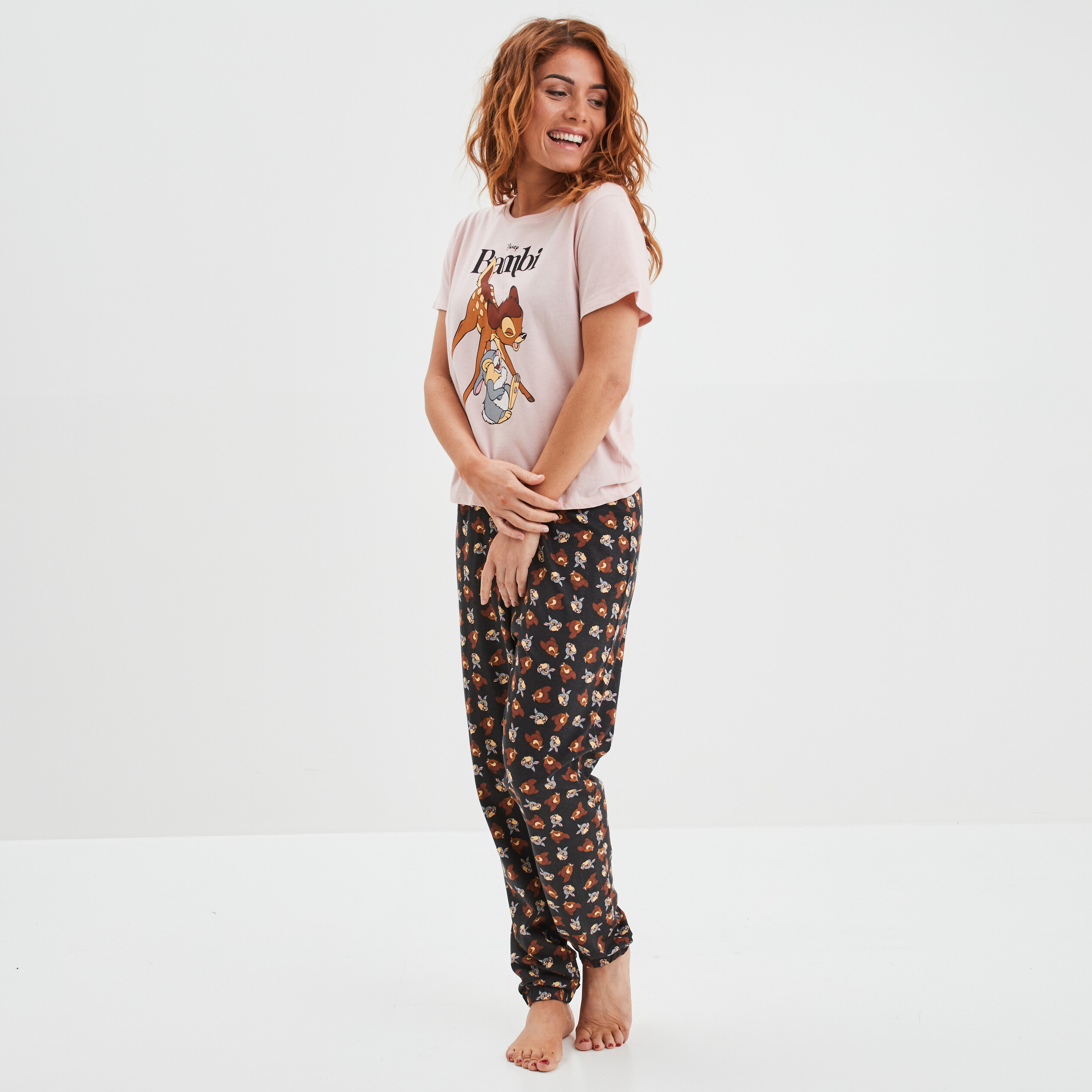 Ensemble pyjama 2 pièces coton Bambi rose clair femme | La Halle
