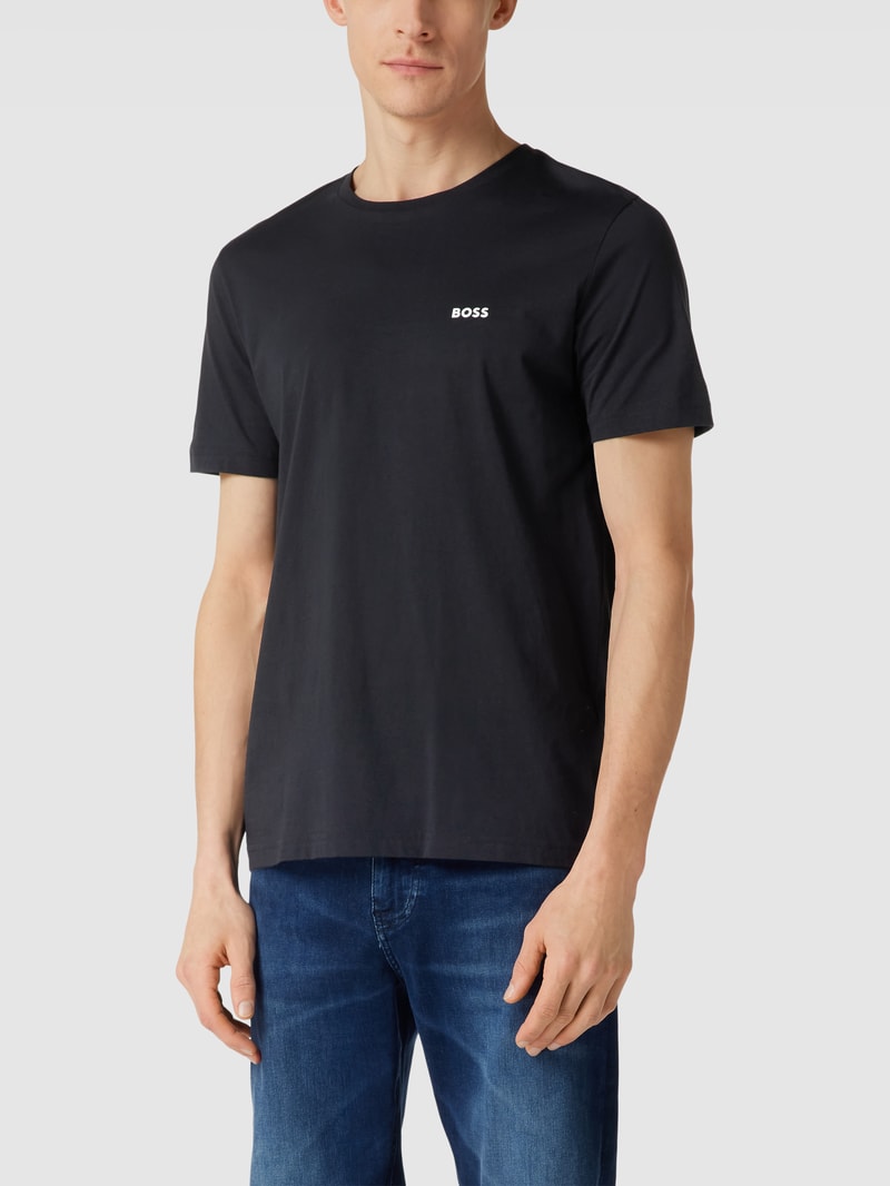 T-Shirt mit Label-Print Modell 'Tee 7' in marineblau