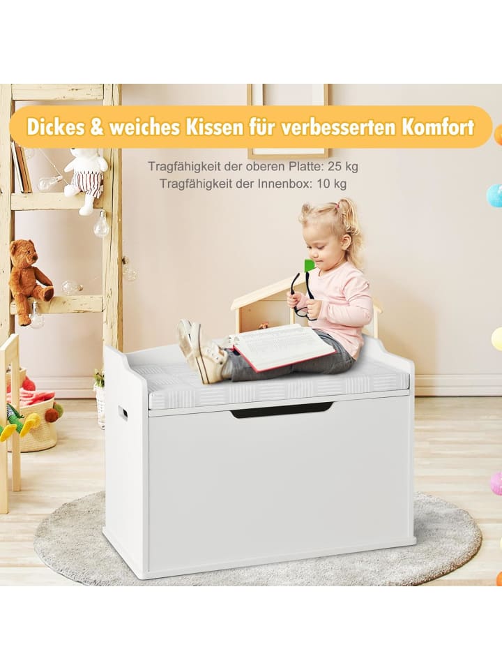 COSTWAY 2 in 1 Spielzeugkiste mit Sitzkissen in Weiß günstig kaufen onesize