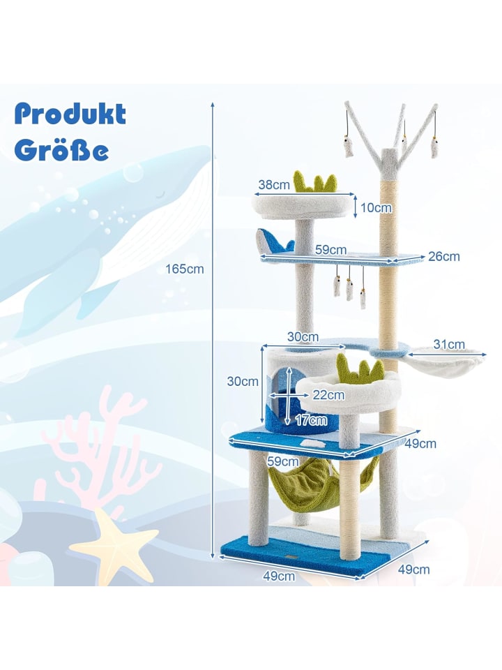 COSTWAY Kratzbaum 165cm in Blau günstig kaufen onesize
