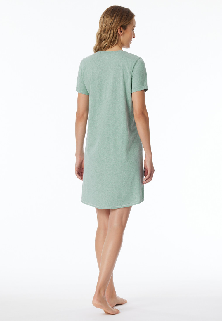 Sleepshirt kurzarm Print grün meliert - Casual Essentials