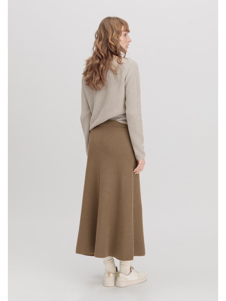 Hessnatur Strickrock Midi Regular in camel günstig kaufen