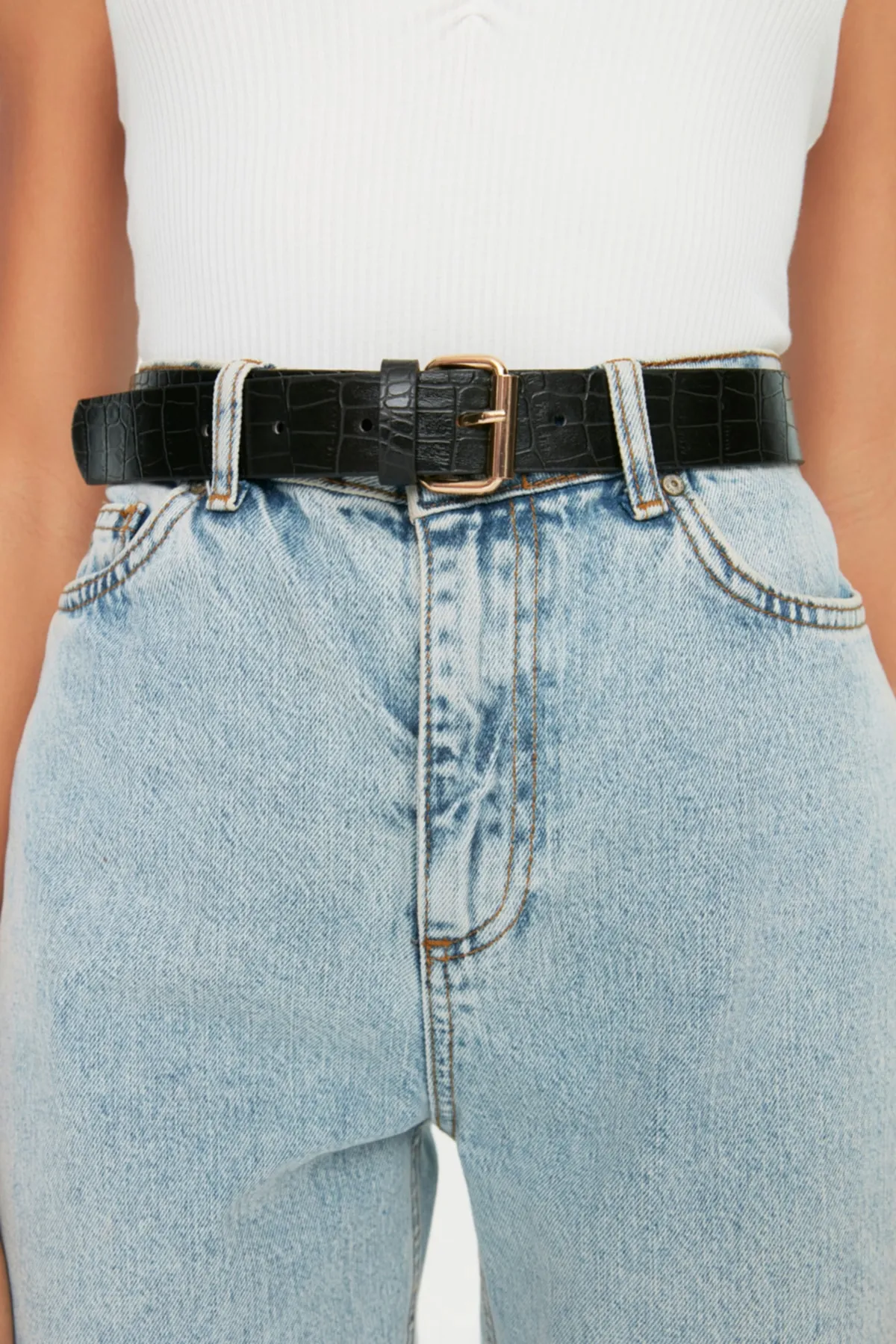 Trendyol Collection  Schwarz-brauner Damengürtel mit Schnalle im 2er-Pack TWOAW21KE0125