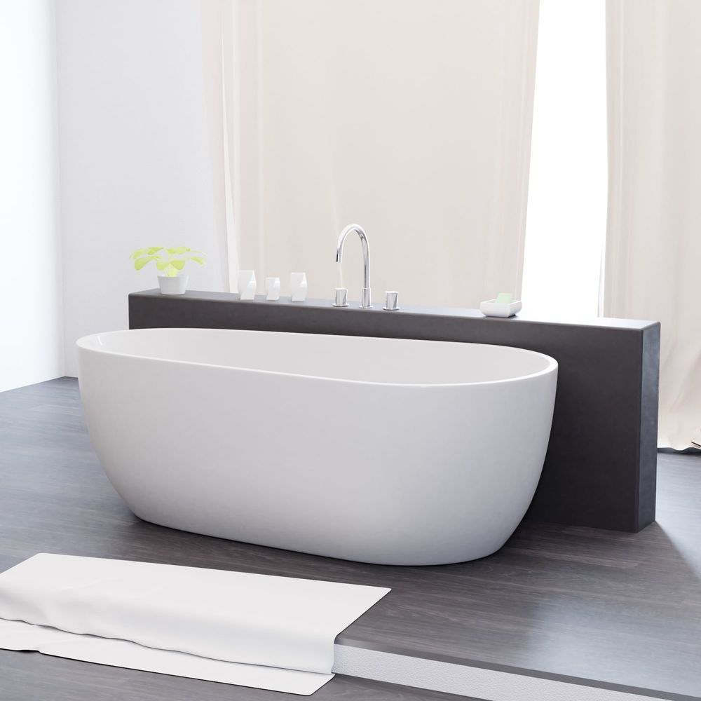 TroniTechnik Freistehende Badewanne Acrylbadewanne Standbadewanne Dia 170cm x 80cm x 58cm