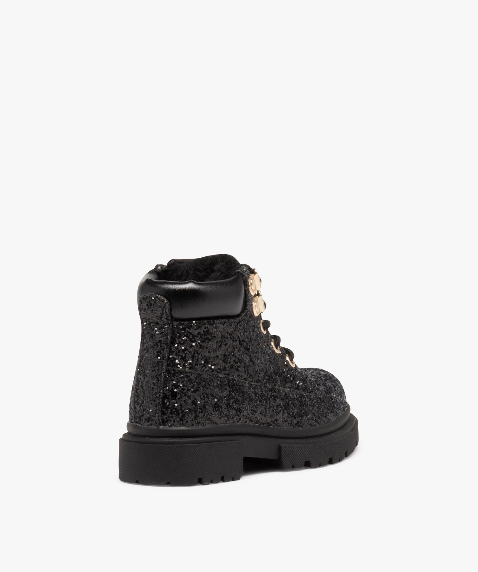 Boots fille fourrées dessus à strass noir | GEMO