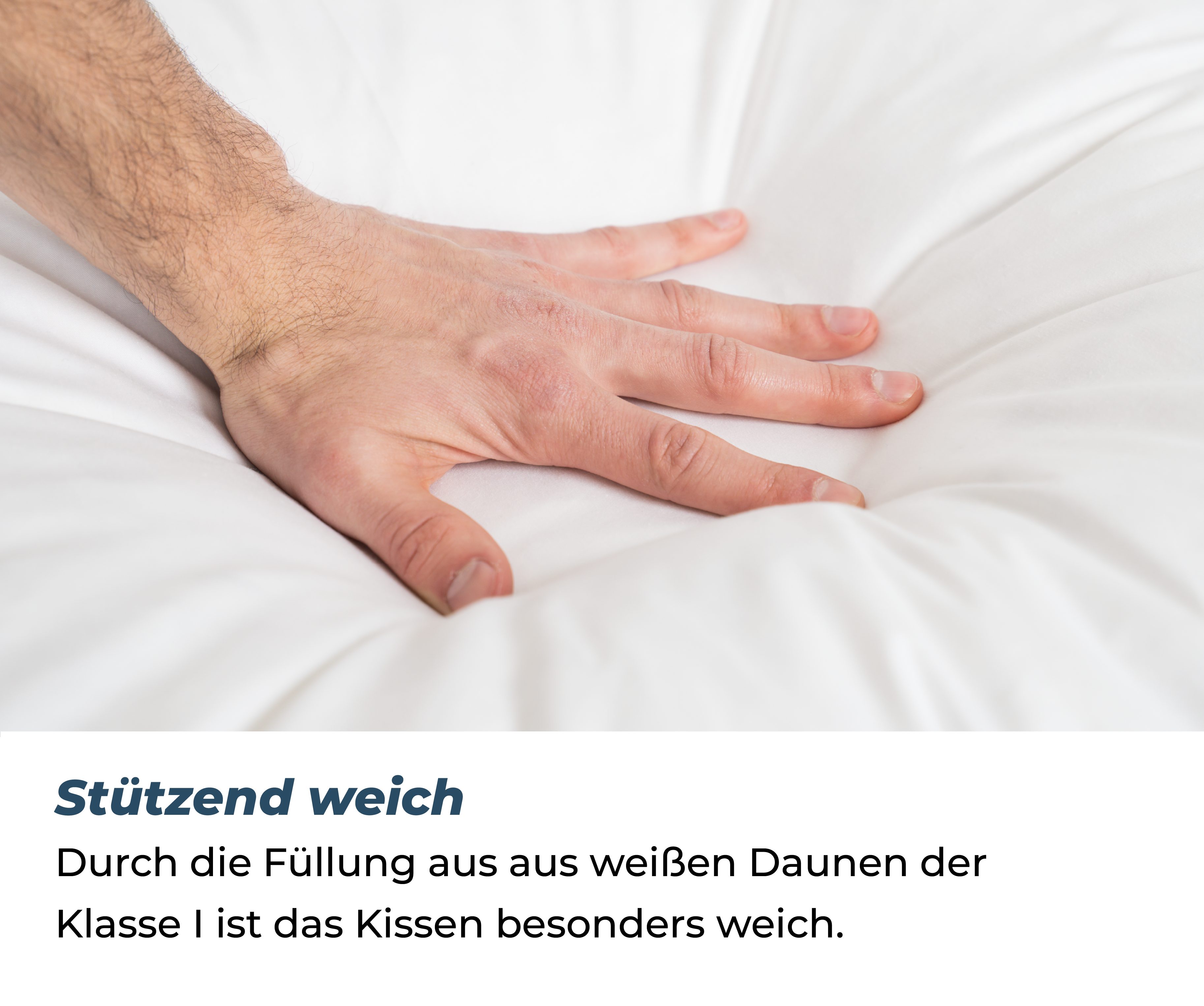 3-Kammer-Kopfkissen, liegegut, Füllung: 90% Daunen, 10% Federn, Bezug: Bezug: Daunen-Batist 100% Baumwolle, Seitenschläfer, Rückenschläfer, Bauchschläfer, DownPass zertifiziert