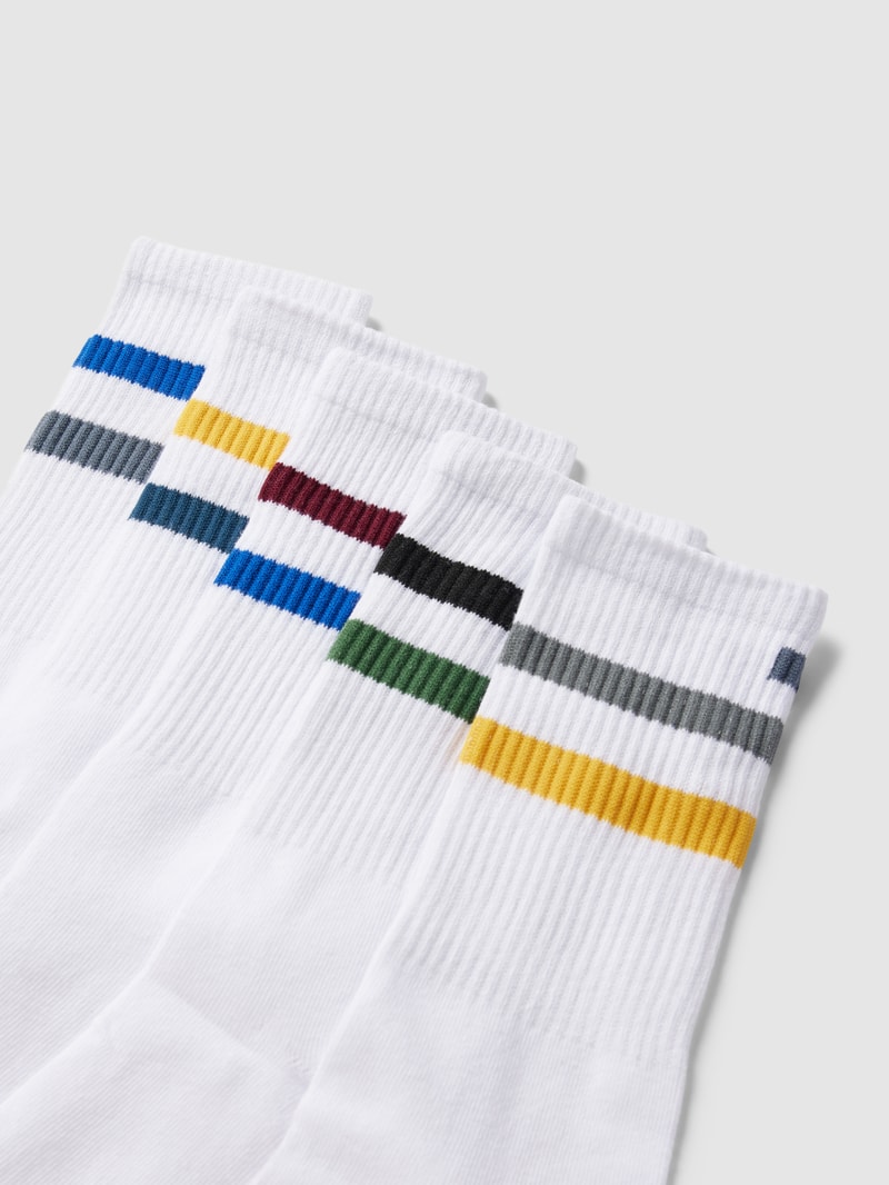 Socken mit Kontraststreifen Modell 'JACBRADEY' im 5er-Pack in weiß