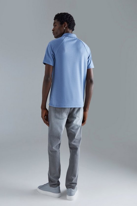 Slim-Fit Raglan Poloshirt mit Reißverschluss