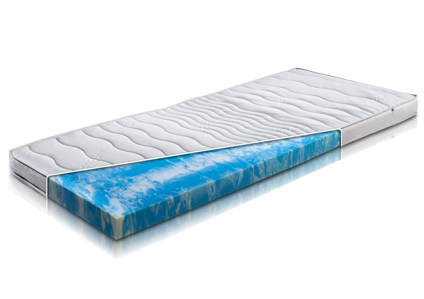 Topper Aquasoft Gelschaum Maxi, MeineMatratze24, 10 cm hoch, Gelschaum, Optimale Druckentlastung und besonders hygienisch