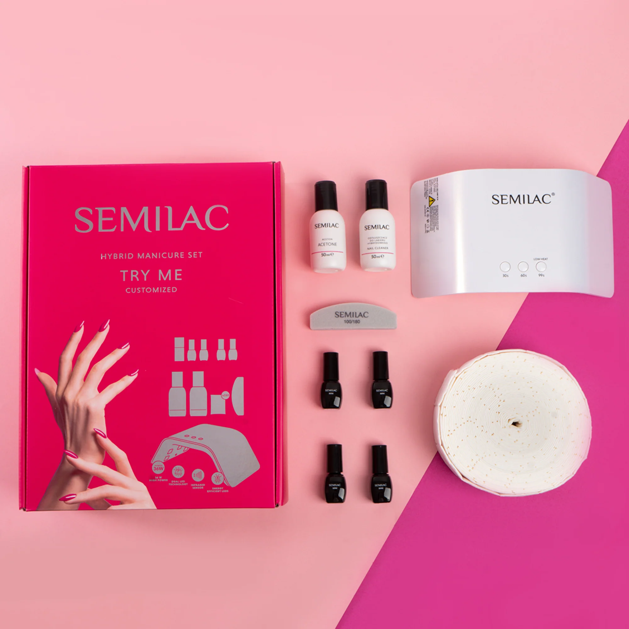 Kit Inicial TRY ME 24W/36 UV LED - Kit de Maquiagem, Esmalte para Unhas com Efeito Gel