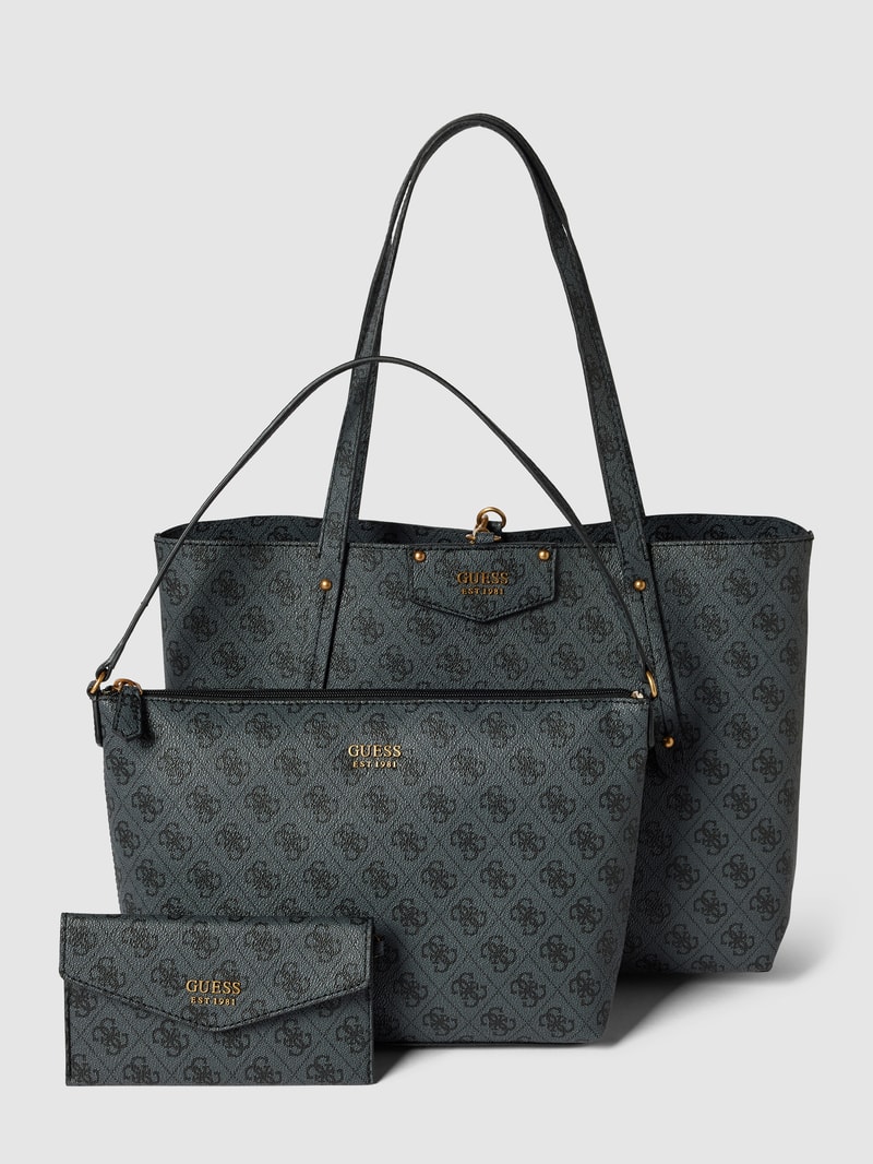 Shopper mit Allover-Muster Modell 'ECO BRENTON' in schwarz