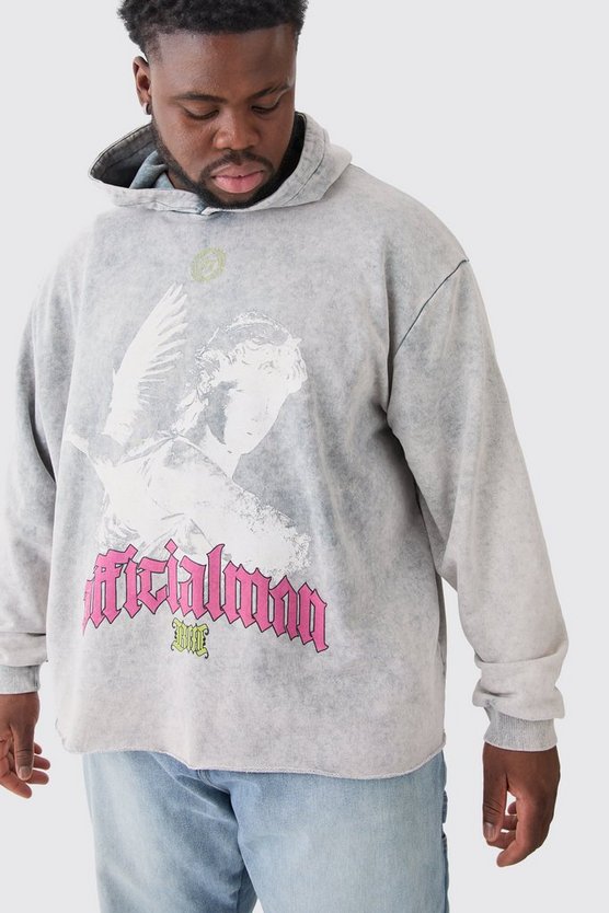 Plus kastiger Oversize Hoodie mit Acid-Waschung