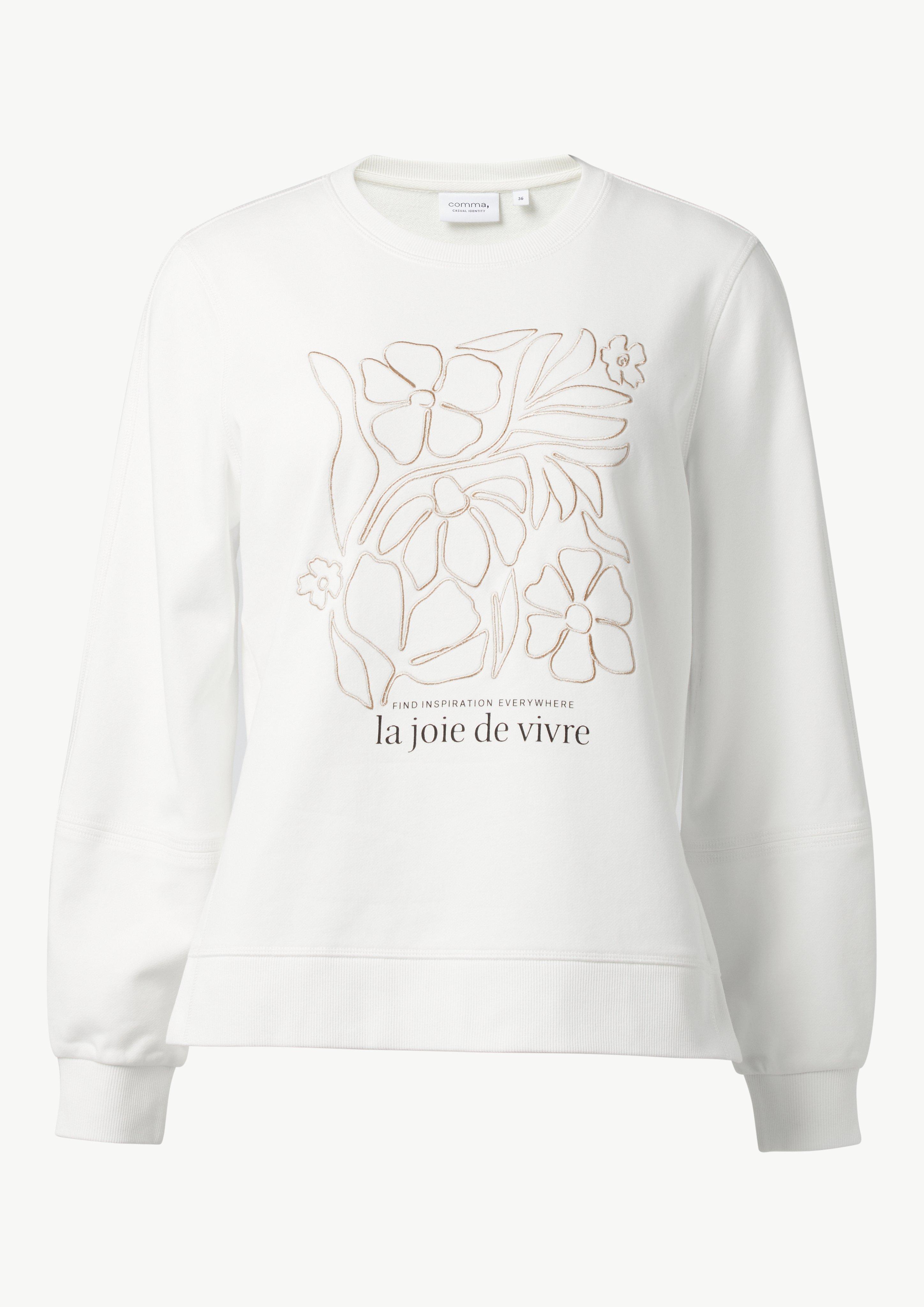 Sweatshirt mit Artwork und seitlichen Schlitzen - weiß