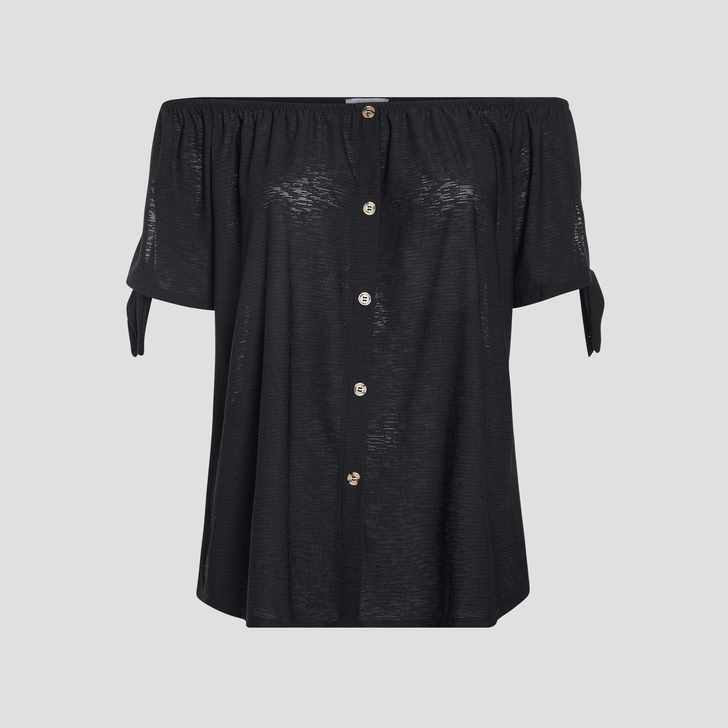 T-shirt col bardot manches courtes noir femme grande taille | La Halle