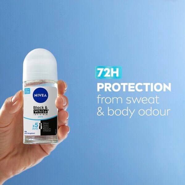 NIVEA Black & White Invisible Pure antiperspiranttirulla 50ml