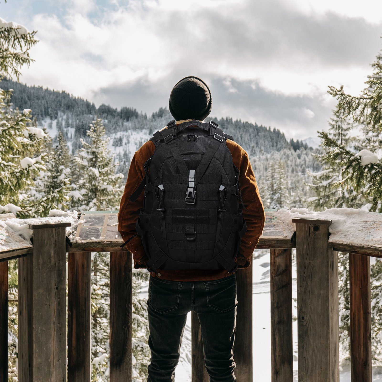 TAN.TOMI Trekkingrucksack 27L Taktischer Militär Rucksack Trekkingrucksack Wanderrucksack Herren, Molle Survival Rucksack Wasserdicht für Outdoor Reisen Camping