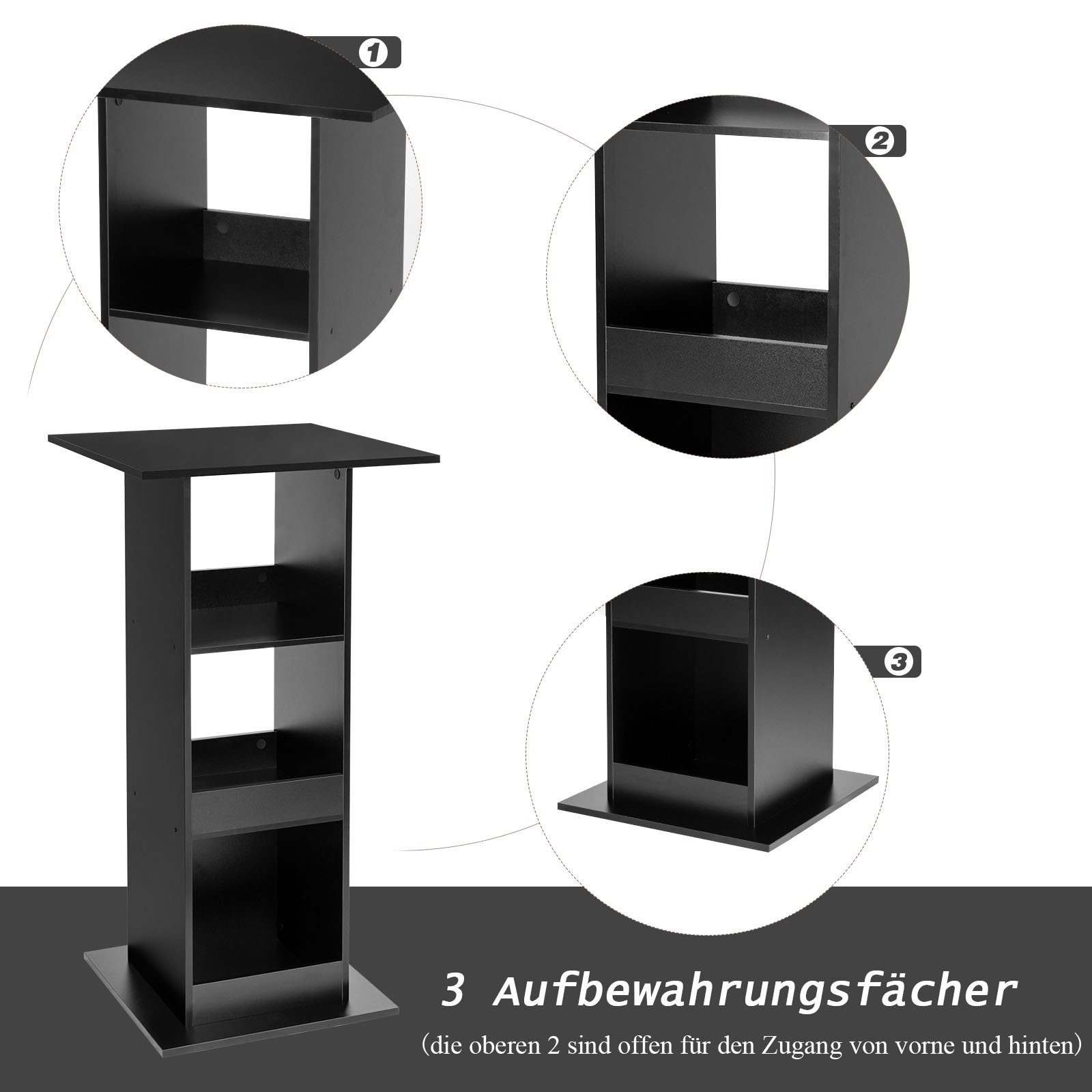 Woltu Bartisch (1-St), mit 3 Regalfächern, aus Holzwerkstoff